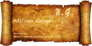 Mánya Galamb névjegykártya